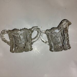 Vintage Imperial Nucut Crystal Creamer and Sugar Set